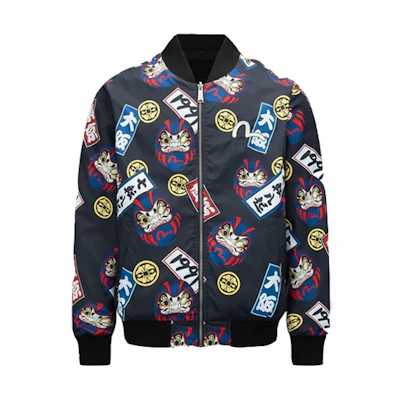 EVISU SS22 Reversible Cartoon Daruma Print Jacket Multi/Black Jacket 2ESHTM2JK786RXNY
