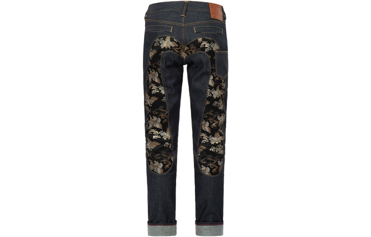 EVISU SS22 Taped Multi-Pocket Slim Fit Printed Jeans Men’s Denim Blue 2ESHTM3JE90317CT