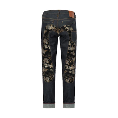 EVISU SS22 Taped Multi-Pocket Slim Fit Printed Jeans Men’s Denim Blue 2ESHTM3JE90317CT