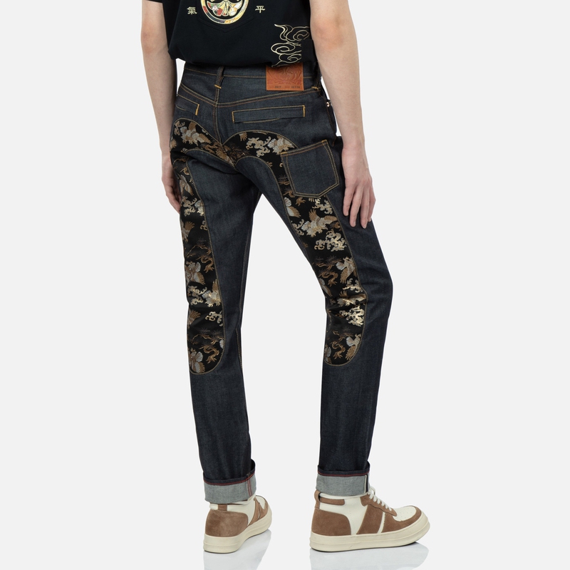 EVISU SS22 Taped Multi-Pocket Slim Fit Printed Jeans Men’s Denim Blue 2ESHTM3JE90317CT 圖 5