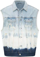EVISU SS22 Tie-Dye Denim Vest for Men - Blue Denim with Big M Design 2ESHTM2VS711XXDN EVISU SS22 Tie-Dye Denim Vest for Men - Blue Denim with Big M Design 2ESHTM2VS711XXDN