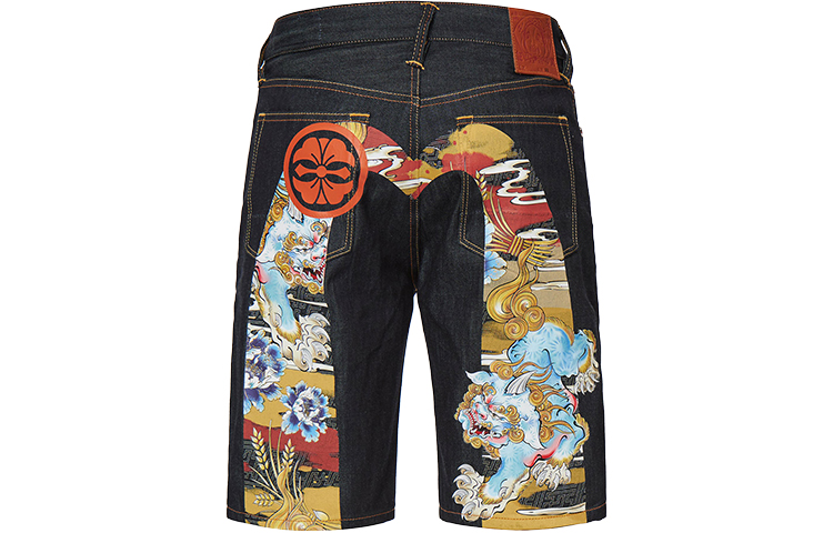 Order エヴィス SS22 ヴィンテージ 手描き狛犬 ビッグMデニムショーツ ブルー メンズ. 2ESHTM2DS203XXCT
