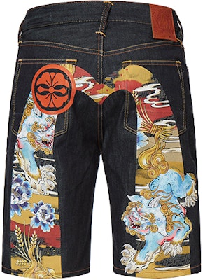 エヴィス SS22 ヴィンテージ 手描き狛犬 ビッグMデニムショーツ ブルー メンズ. 2ESHTM2DS203XXCT Order エヴィス SS22 ヴィンテージ 手描き狛犬 ビッグMデニムショーツ ブルー メンズ. 2ESHTM2DS203XXCT