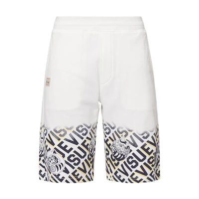 EVISU SS22 White Letter Print Casual Straight Shorts for Men. 2ESHTM2ST325XXCT