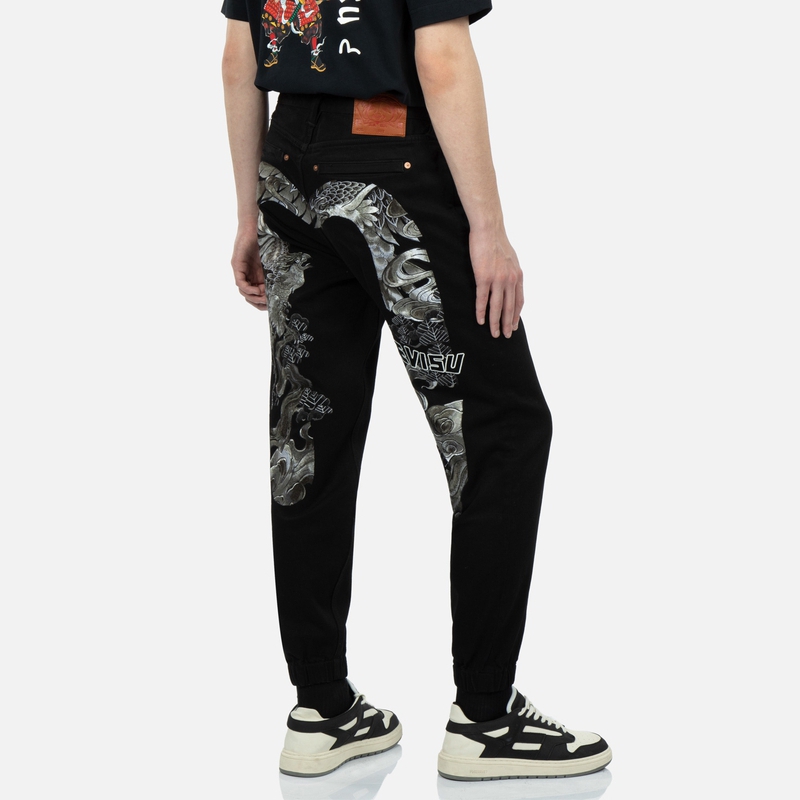 Purchase EVISU SS23  Black Jeans with Eagle Embroidery and Big M Design 2ESHTM3JO168LFCS