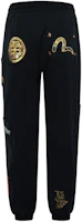 Order EVISU SS23 黑色多口袋拼接織布運動長褲搭配錦緞補丁。 2ESHTM3SP560LFCT