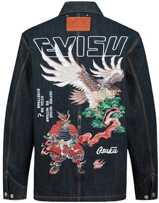 EVISU SS23 刺繡鷹與武士字樣牛仔外套 藍色 2ESHTM3DJ118RXCX Order EVISU SS23 刺繡鷹與武士字樣牛仔外套 藍色 2ESHTM3DJ118RXCX