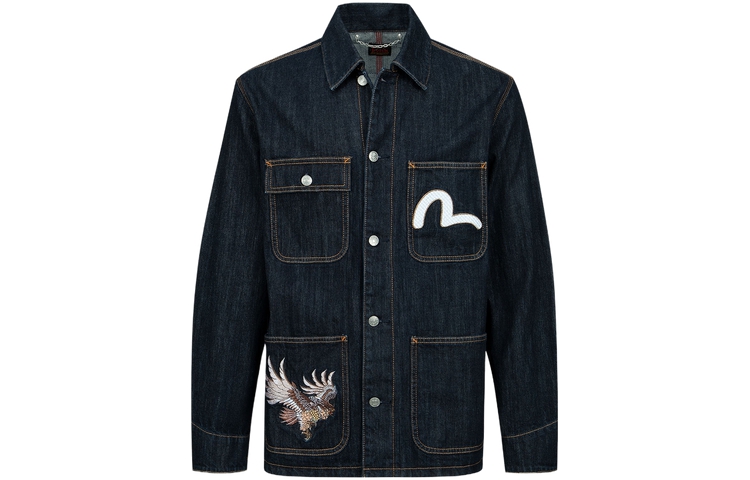 Lookbook EVISU SS23 刺繡鷹與武士字樣牛仔外套 藍色 2ESHTM3DJ118RXCX