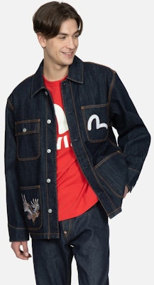 EVISU SS23 刺繡鷹與武士字樣牛仔外套 藍色 2ESHTM3DJ118RXCX Shop EVISU SS23 刺繡鷹與武士字樣牛仔外套 藍色 2ESHTM3DJ118RXCX