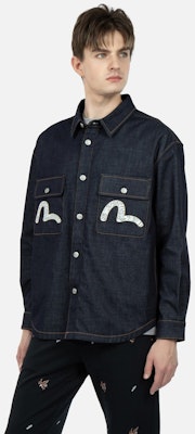 EVISU SS23 Kemeja Denim Biru Corak Ombak & Sulaman Burung Camar. 2ESHTM3SJ111LFCT Shop EVISU SS23 Kemeja Denim Biru Corak Ombak & Sulaman Burung Camar. 2ESHTM3SJ111LFCT