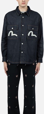 EVISU SS23 Kemeja Denim Biru Corak Ombak & Sulaman Burung Camar. 2ESHTM3SJ111LFCT Details for EVISU SS23 Kemeja Denim Biru Corak Ombak & Sulaman Burung Camar. 2ESHTM3SJ111LFCT