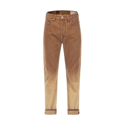 EVISU SS23 Gradient Washed Letter Print Denim Jeans Brown. 2ESHTM3JE91517CT