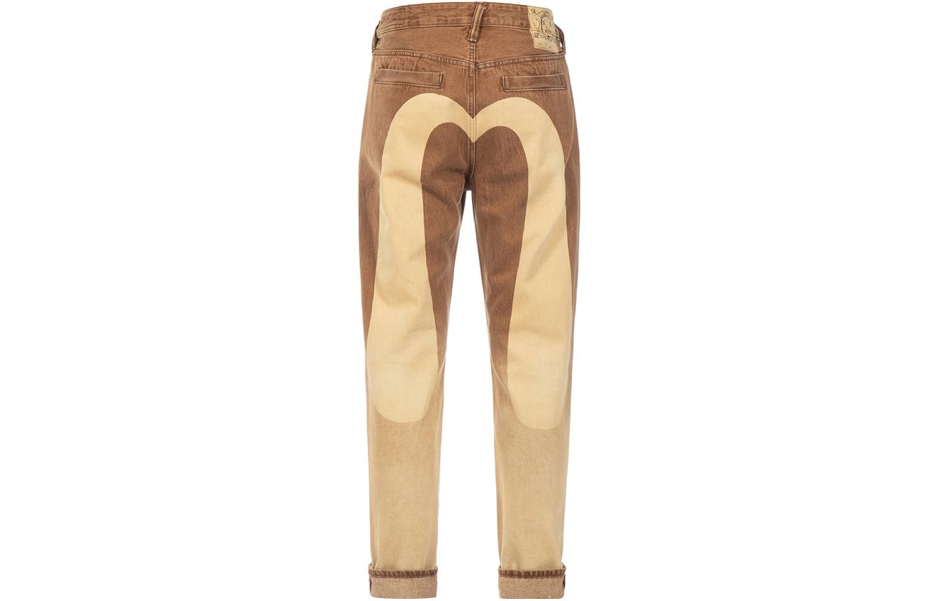 EVISU SS23  Gradient Washed Letter Print Denim Jeans Brown. 2ESHTM3JE91517CT 圖 3