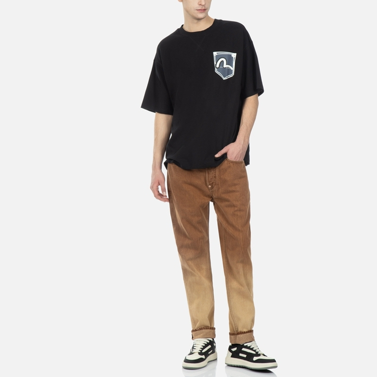 EVISU SS23  Gradient Washed Letter Print Denim Jeans Brown. 2ESHTM3JE91517CT 圖 5