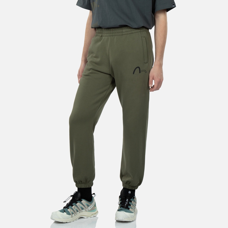Shop EVISU 春夏23 深軍綠標誌與標語運動長褲。 2ESGNM3SP433XXCT