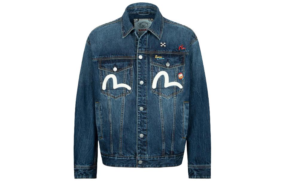 Order 에비수 SS23 네이비 그래픽 자수 레터링 긴팔 재킷 2EAHTM3DJ1001LFCT