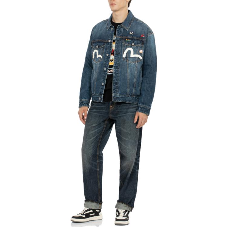 Purchase 에비수 SS23 네이비 그래픽 자수 레터링 긴팔 재킷 2EAHTM3DJ1001LFCT