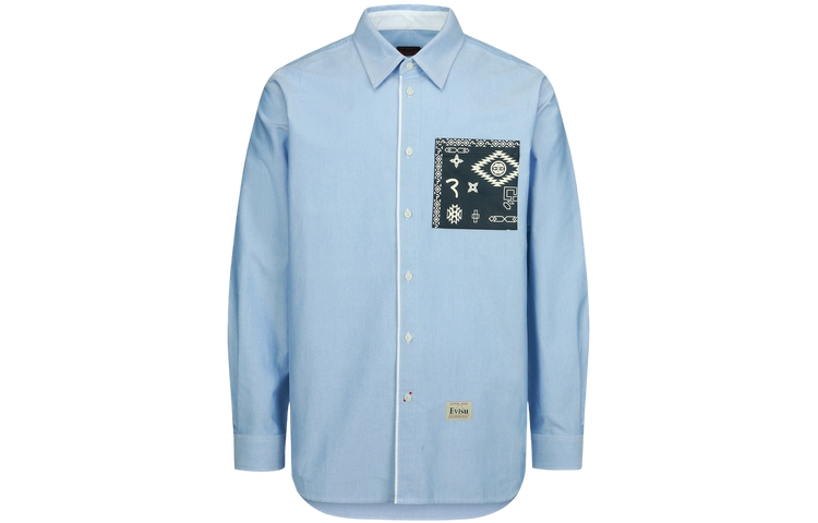 Lookbook EVISU SS23 Kemeja Lengan Panjang Oxford Patch Burung Camar - Biru 2ESHTM3SL115RXCT