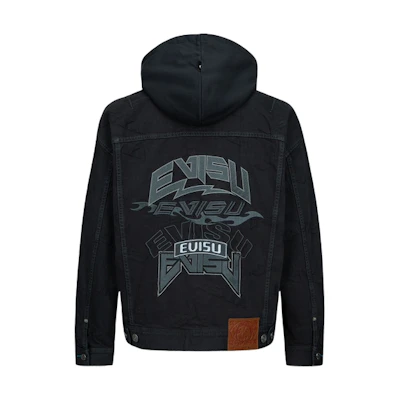 EVISU SS23 Seagull Embroidered Denim Jacket Dark Gray 2ESHTM3DJ198LFCT