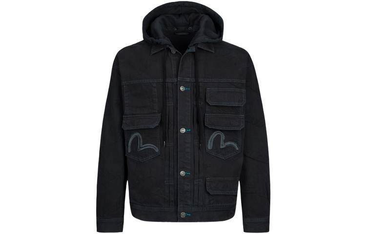 EVISU SS23  Seagull Embroidered Denim Jacket Dark Gray 2ESHTM3DJ198LFCT 圖 3