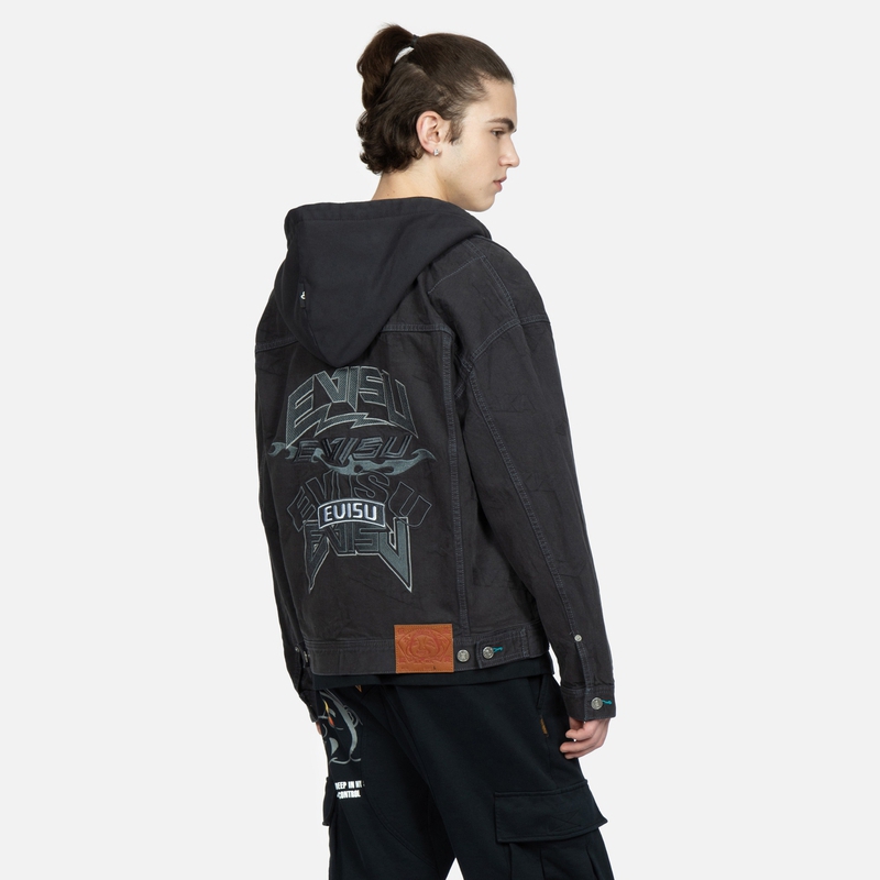 EVISU SS23  Seagull Embroidered Denim Jacket Dark Gray 2ESHTM3DJ198LFCT 圖 4