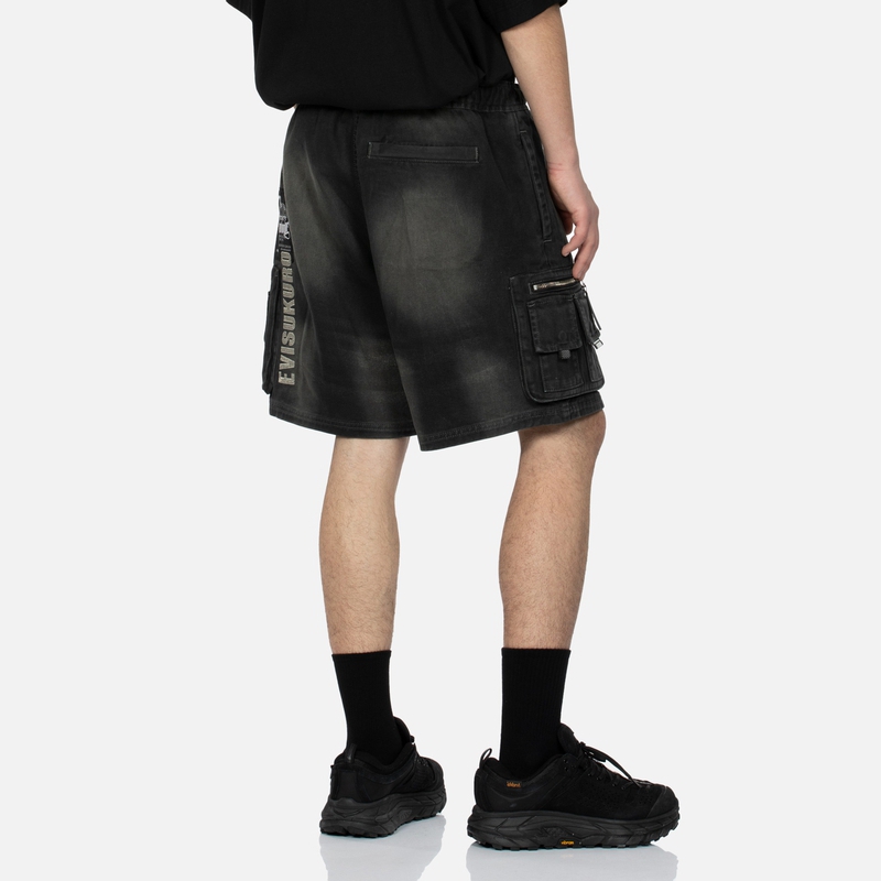 Purchase EVISU SS23 Celana Pendek Saku Bordir Seagull Abu-abu Tua. 2ESGNM3SH221RXCT