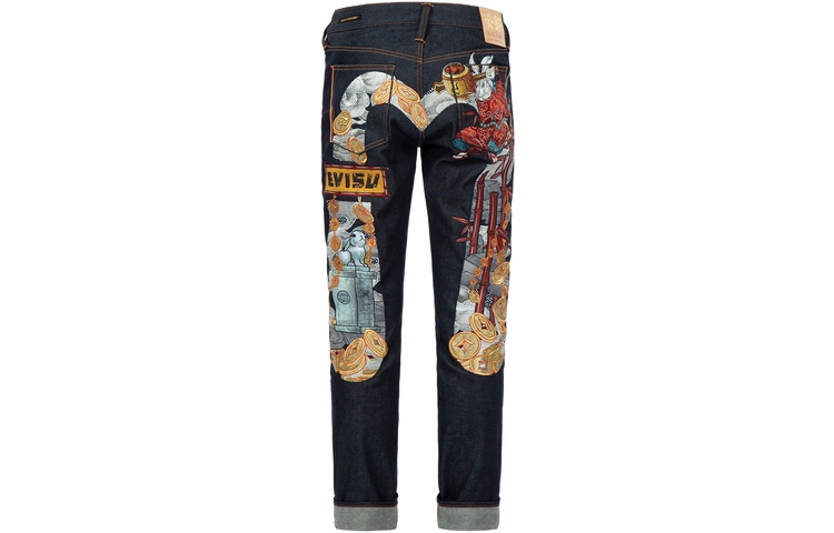 EVISU SS23 Animal Print Tapered Denim Jeans Men’s Blue Denim 2ESHTM3JE99917CSC