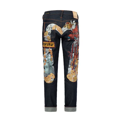 EVISU SS23 Animal Print Tapered Denim Jeans Men’s Blue Denim 2ESHTM3JE99917CSC
