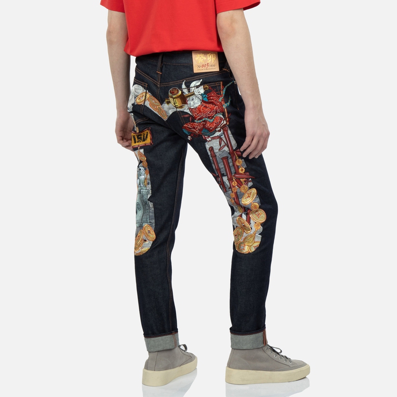 EVISU SS23 Animal Print Tapered Denim Jeans Men’s Blue Denim 2ESHTM3JE99917CSC 圖 7