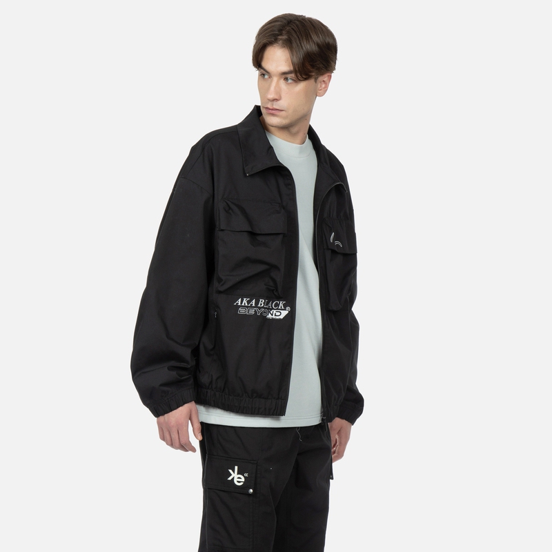 EVISU SS23 Black Loose Fit Jacket with Embroidered Logo Design 2ESGNM3JK762OSPC 圖 4