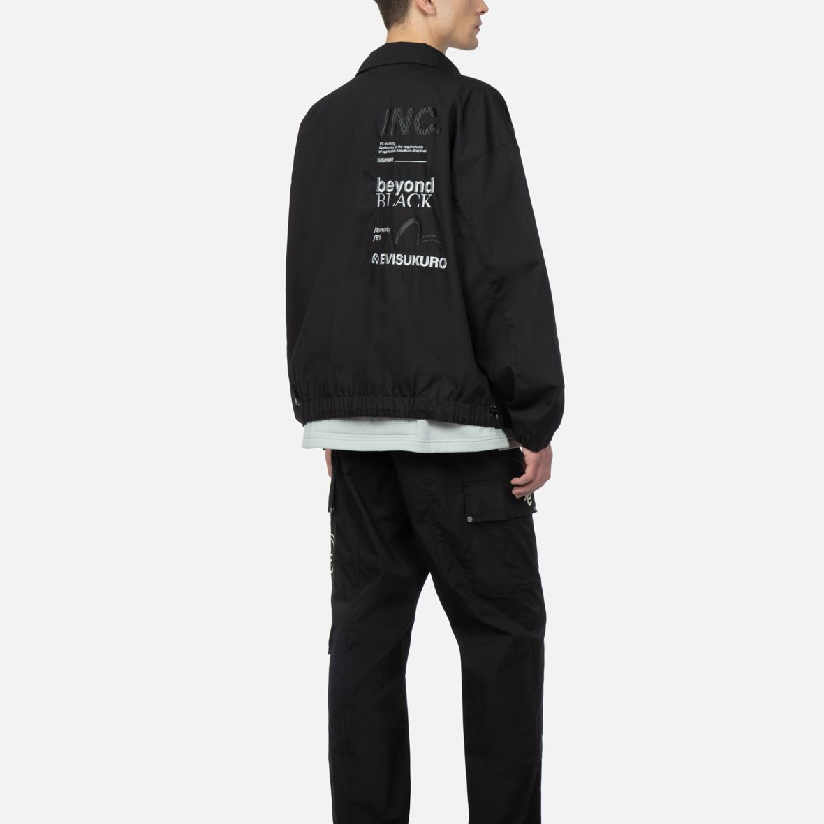EVISU SS23 Black Loose Fit Jacket with Embroidered Logo Design 2ESGNM3JK762OSPC 圖 6