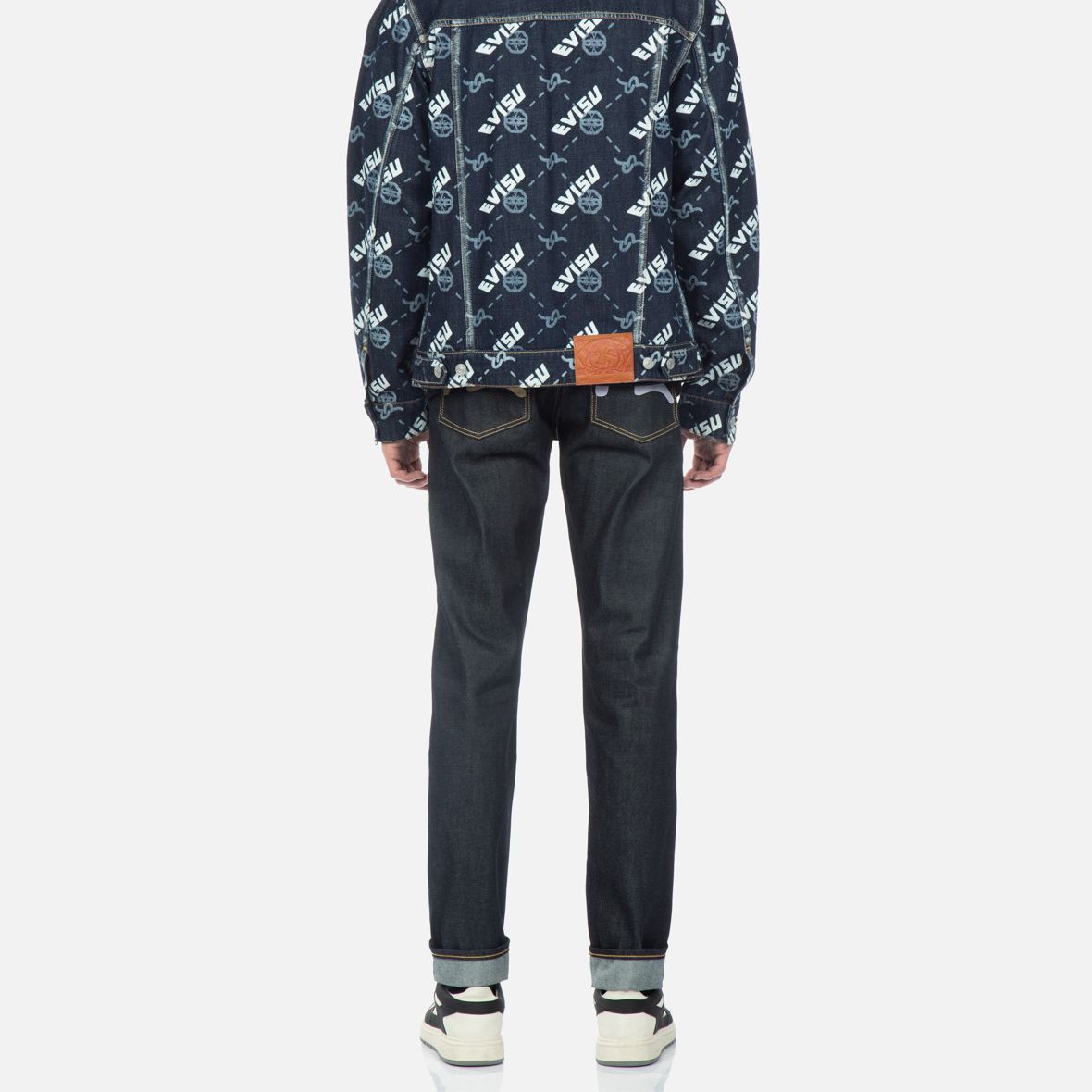 Details for EVISU SS23 深藍色海鷗印花牛仔扣襠褲 2ESHTM3JE14117CT