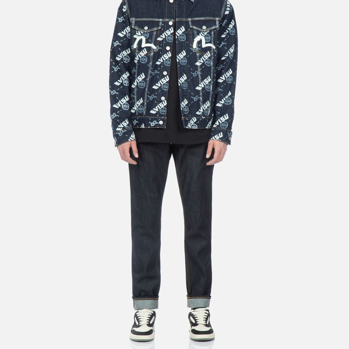 Sizing EVISU SS23 深藍色海鷗印花牛仔扣襠褲 2ESHTM3JE14117CT