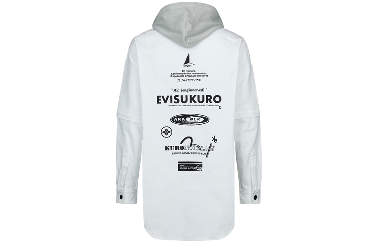 EVISU SS23 Multi-Element Embroidered Layered Hoodie Jacket White Men. 2ESGNM3SJ758LFCT