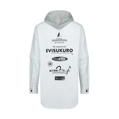 EVISU SS23 Multi-Element Embroidered Layered Hoodie Jacket White Men. 2ESGNM3SJ758LFCT
