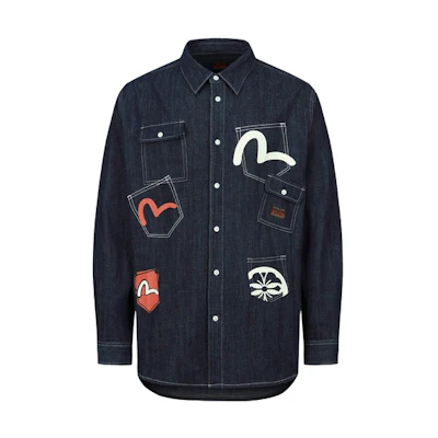 EVISU SS23 Multi-Pocket Denim Shirt Denim Blue 2ESHTM3SL132RXDN