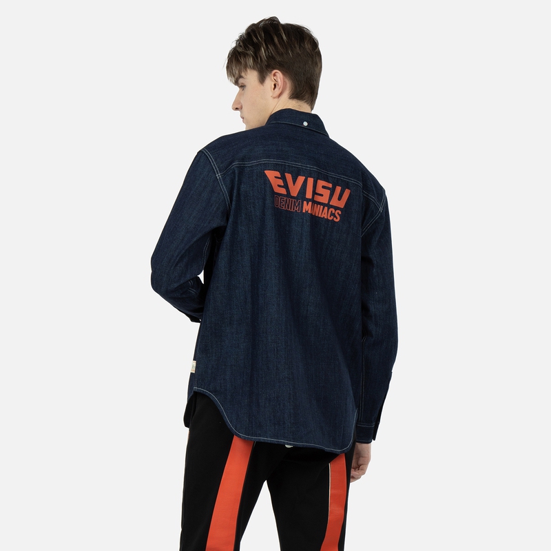 Purchase EVISU SS23 Kemeja Denim Multi-Poket Biru Denim 2ESHTM3SL132RXDN