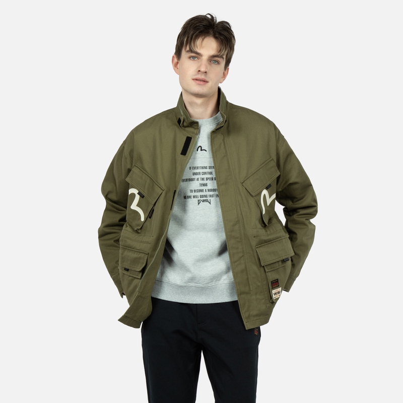 EVISU SS23 Seagull & Buddha Head  Jacket in Dark Army Green. 2ESHTM3JK189LFCT 圖 4