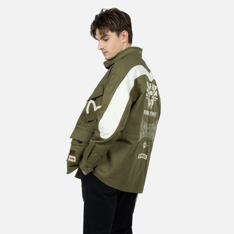 EVISU SS23 Seagull & Buddha Head  Jacket in Dark Army Green. 2ESHTM3JK189LFCT 圖 5