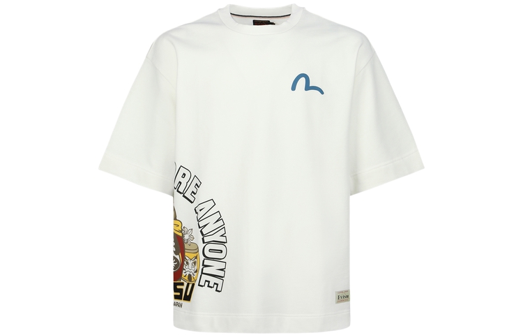 Order EVISU SS23 Sudadera Unisex Blanca Manga Corta Estampado Gráfico Taiko Daruma 2ESHTM3SW326OSCT