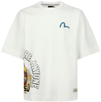Order EVISU SS23 Taiko Daruma Graphic Print Short Sleeve Sweatshirt Unisex White 2ESHTM3SW326OSCT