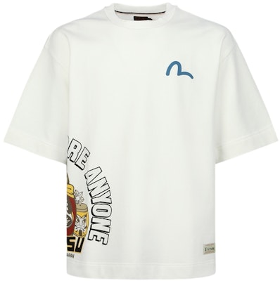 EVISU SS23 Sudadera Unisex Blanca Manga Corta Estampado Gráfico Taiko Daruma 2ESHTM3SW326OSCT Order EVISU SS23 Sudadera Unisex Blanca Manga Corta Estampado Gráfico Taiko Daruma 2ESHTM3SW326OSCT