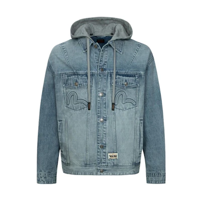EVISU SS24 3D Floral Seagull Denim Jacket Denim Blue 2ESHTM4DJ8080LFDP