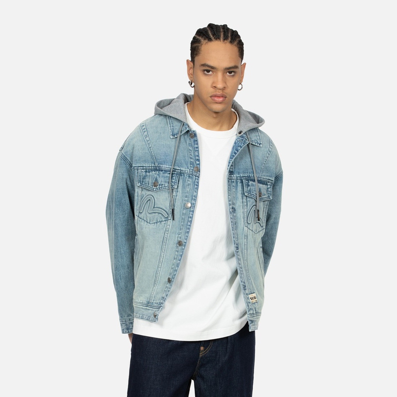 EVISU SS24 3D Floral Seagull Denim Jacket  Denim Blue 2ESHTM4DJ8080LFDP 圖 6