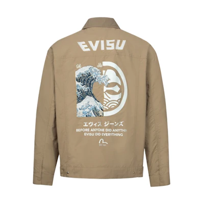 EVISU SS24 Beige Wide Jacket with Wave Embroidery & Floral Print. 2ESHTM4JK7009LFSN