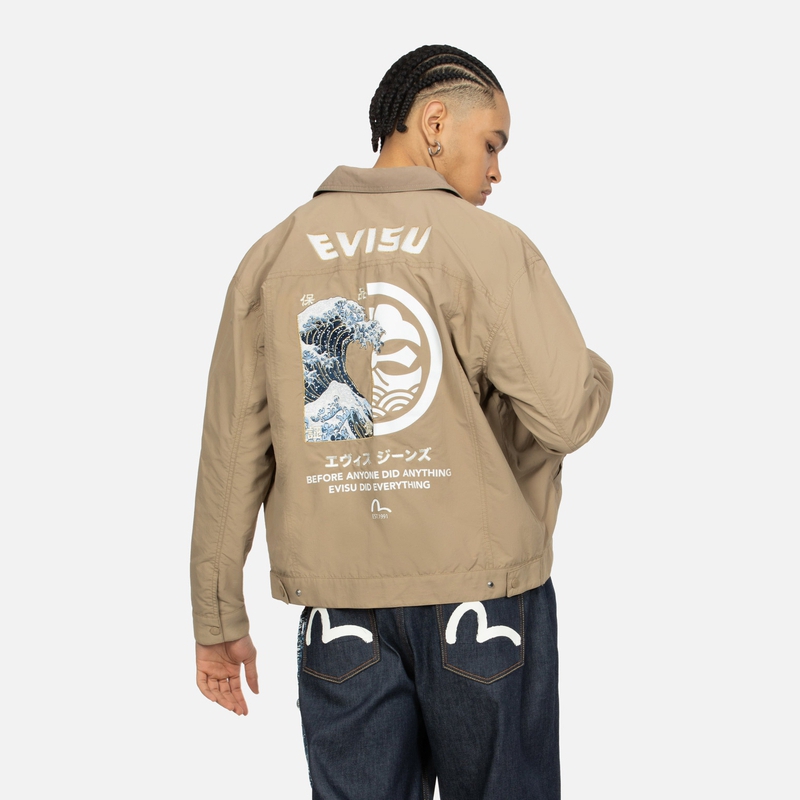 EVISU SS24  Beige Wide Jacket with Wave Embroidery & Floral Print. 2ESHTM4JK7009LFSN 圖 4