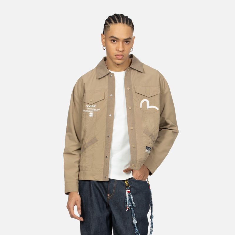 EVISU SS24  Beige Wide Jacket with Wave Embroidery & Floral Print. 2ESHTM4JK7009LFSN 圖 5