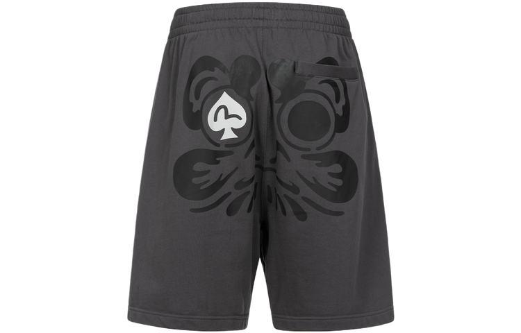 EVISU SS24  Charcoal Grey Daruma Print Casual Shorts. 2ESHTM4ST1061FFCT