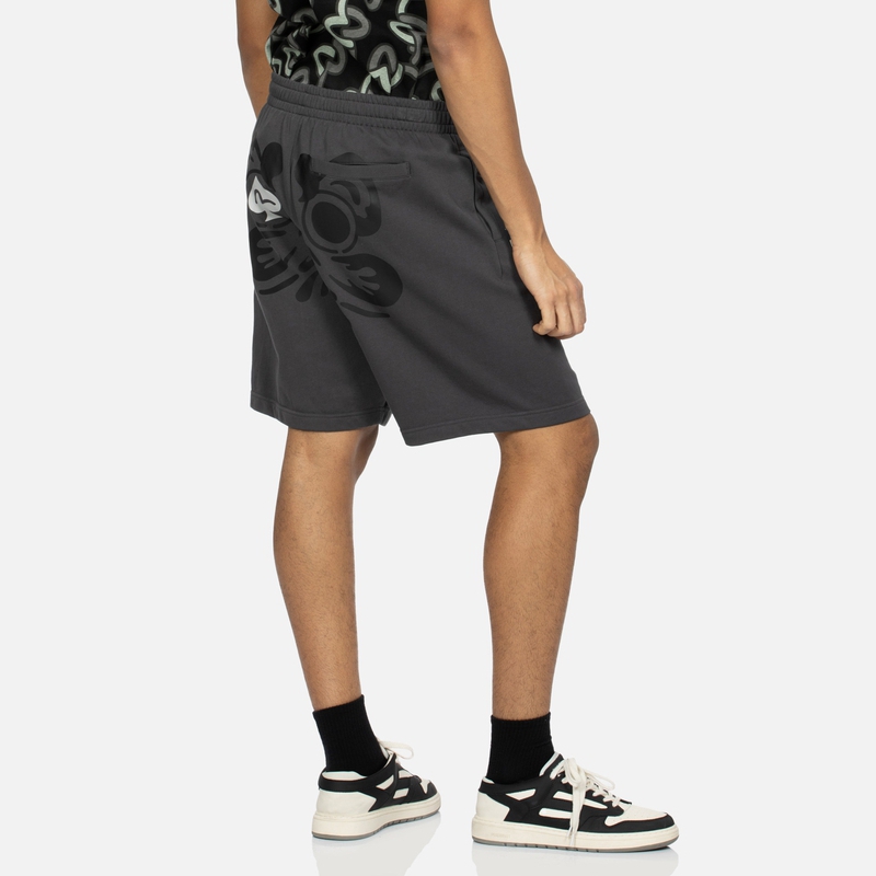 Shop EVISU SS24 チャコールグレー ダルマプリント カジュアルショーツ. 2ESHTM4ST1061FFCT