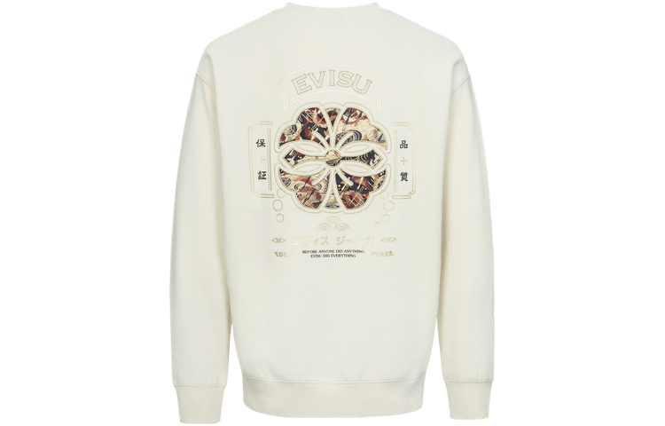 EVISU SS24  Cream Wide-Fit Sweatshirt with Seagull & Kamon Patch. 2ESHTM4SW7056RXCT